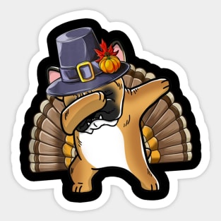 Thanksgiving T shirt for Boys Men Dabbing French Bulldog Turkey Sticker